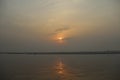 Sunset sky over the Ganges river in Varanasi, India Royalty Free Stock Photo