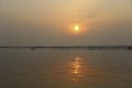 Sunset sky over the Ganges river in Varanasi, India Royalty Free Stock Photo