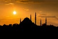 Sunset sky over Istanbul mosques. Turkey Royalty Free Stock Photo