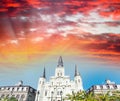 Sunset sky over Jackson Square in New Orleans, Louisiana Royalty Free Stock Photo