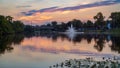 Sunset sky over New Market Pond Park, Middlesex County, Piscataway, NJ Royalty Free Stock Photo