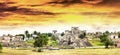 Sunset sky over Tulum Mayan Ruins - Mexico Royalty Free Stock Photo