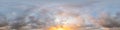 Sunset sky panorama with bright glowing pink Cumulus clouds. HDR Royalty Free Stock Photo