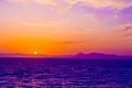 Sunset sky and sea mountains Royalty Free Stock Photo