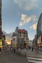 Sunset sky on Shibuya Police Station Udagawa KÃÂban in the Inokashira Steet of Shibuya Center Gai which literally means Shibuya C