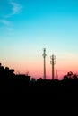 Sunset sky with silhouette antenna