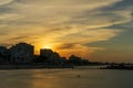 Sunset sky on Sousse beach - Tunisia Royalty Free Stock Photo