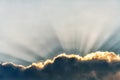 Sunset sky with sun rays and cloud scenic nature close up background Royalty Free Stock Photo