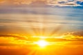 Sunset sky with sun rays Royalty Free Stock Photo