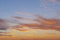 Sunset sky texture background. Cloudscape. Orange texture of clouds. Sunrise or sunset over clouds Royalty Free Stock Photo