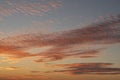 Sunset sky texture background. Cloudscape. Orange texture of clouds. Sunrise or sunset over clouds Royalty Free Stock Photo
