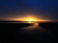 Sunset sky and water. Peaceful evening