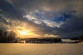 Sunset sky in winter time near Jonsvatnet lake in Norway Royalty Free Stock Photo