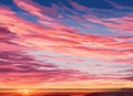 Sunset sky in yellow-violet color with clouds