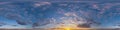 sunset skydome with evening clouds as seamless hdri 360 panorama view in spherical equirectangular format for use in 3d graphics