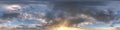 sunset skydome with evening clouds as seamless hdri 360 panorama view in spherical equirectangular format for use in 3d graphics