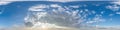 sunset skydome with evening clouds as seamless hdri 360 panorama view with zenith in spherical equirectangular format for use in