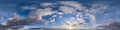 sunset skydome with evening clouds as seamless hdri 360 panorama view with zenith in spherical equirectangular format for use in