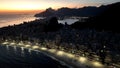 Sunset Skyline at Copacabana Beach in Rio de Janeiro Brazil. Royalty Free Stock Photo