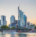 Sunset skyline with Frankfurt embanment