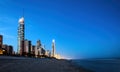 Surfers Paradise skyline in the blue hour. Royalty Free Stock Photo