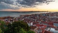 Sunset of the skyline of Lisbon in Portugal