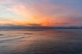 After sunset skyline over Baikal frozen water lake Royalty Free Stock Photo