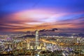 Sunset skyline of Seoul,South Korea Royalty Free Stock Photo