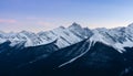 Sunset skyline of snow capped Canadian Rocky mountains at Banff National Park in Alberta, Canada Royalty Free Stock Photo