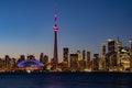 Sunset skyline of the Toronto city skyline with CN Tower