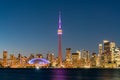 Sunset skyline of the Toronto city skyline with CN Tower