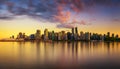 Sunset skyline of Vancouver downtown from Stanley Park Royalty Free Stock Photo
