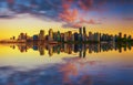 Sunset skyline of Vancouver downtown from Stanley Park Royalty Free Stock Photo