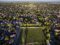 Football Pitch in Sunset in Small Town in Serbia Royalty Free Stock Photo