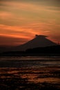 Sunset with smokey cloud on mount Agung volcano on Bali Royalty Free Stock Photo