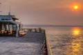 Sunset Smoky Sky from Ferry Boat Washington state USA Royalty Free Stock Photo