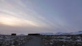 Sunset at Snohetta hut in Dovrefjell National Oark in Norway Royalty Free Stock Photo