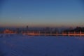 Sunset on snow field