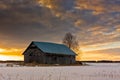 Sunset On The Snowy Fields