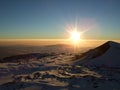 Sunset on Snowy Mauna Kea, Hawaii Royalty Free Stock Photo