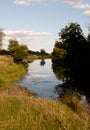 Sunset soft light highlighting the river stour running through t