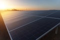 Sunset solar panel electric clean energy to the future