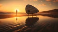 Sunset Solitude: A Surfer\'s Golden Hour Royalty Free Stock Photo