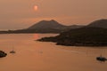 Sunset in Sounio in Greece. A famous destination for tourists. Royalty Free Stock Photo