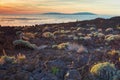 Sunset in the south of the island of Tenerife, in the background the island of La Palma, Canary Islands, Spain Royalty Free Stock Photo