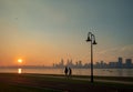 Sunset on the South Perth foreshore looking towards Perth City Royalty Free Stock Photo