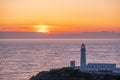 Sunset at south stack lighthouse on Anglesey in Wales Royalty Free Stock Photo