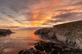 Sunset at Porth Deface beach  isle of Anglesey Royalty Free Stock Photo