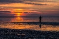 Sunset on Southport Beach Royalty Free Stock Photo