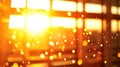 Sunset sparkles through office window, bokeh background Royalty Free Stock Photo